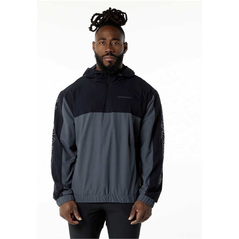 Alphalete Men’s Exp Tech Windbreaker- Arkham Grey , Size Large